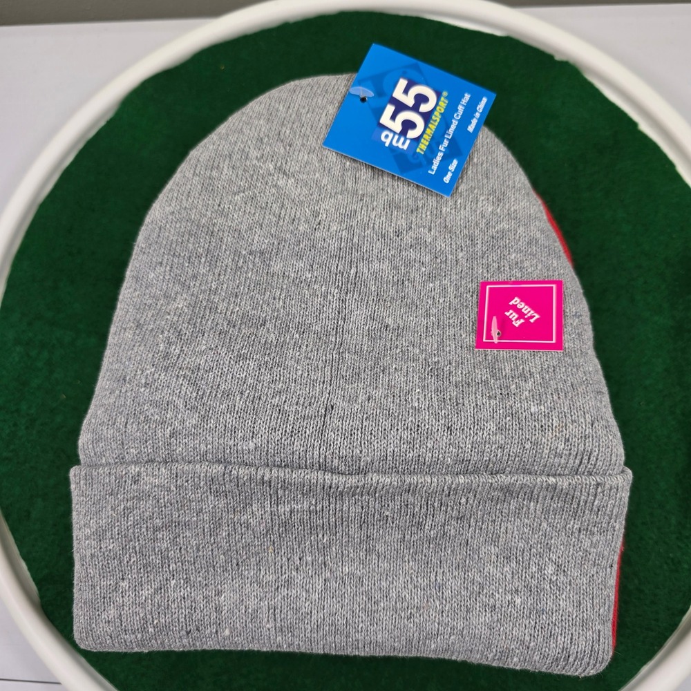 55 THERMALSPORT Fur Lined Cuff Hats Ladies Gray/Red/Blue One Size Qty 7 NWT